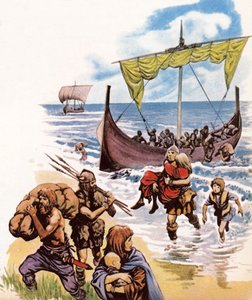Saksere ankommer til Storbritannien i langbådene fra Tyskland af Peter Jackson