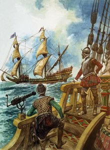 Sir Francis Drake (1540-96) (gouache på papir) af Peter Jackson