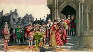 Sir Walter Raleigh lægger sin kappe ned for dronning Elizabeth I af Peter Jackson