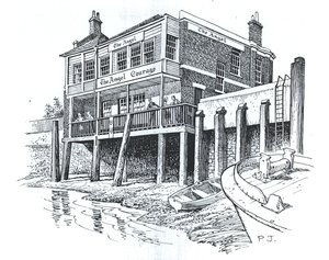 The Angel, Bermondsey, London (blæk på papir) af Peter Jackson