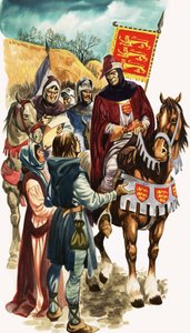 The Wonderful Story of Britain: The Wise King Edward. Kong Edwards embedsmænd indsamler oplysninger om jordbesiddelse af Peter Jackson
