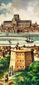Ydersiden af Globe Theatre ved floden ved Bankside af Peter Jackson