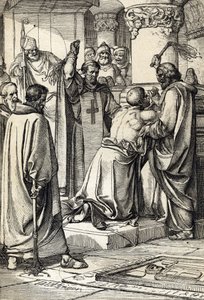 Kong Henrik II af England (1133-1189) involverer i mordet på Thomas Becket tro anger ved ærkebiskoppens grav