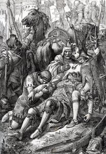 Kong Vilhelm Erobreren sår af sin søn Robert II af Normandiet dit Courteheuse (1051-1134) ved fæstningen Gerberoy af Peter Johann Nepomuck Geiger