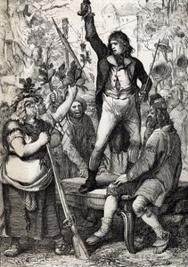 Udbrud af den franske revolution i 1789: den forsamlede befolkning opfordres til at vælge farven på en kokarde og til at gribe til våben historisk) af Anton Ziegler af Peter Johann Nepomuck Geiger