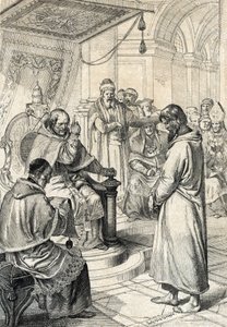 Queril of the investitures, Canossas anger: I Canossa beder kejser Henrik IV af Det Hellige Romerske Rige (1050-1106) i angrende dragt om tilgivelse fra pave Gregoire VII (Hildebrand: 1015/20-1085) og gør ærefuldt bod på det i januar 1077 " (Væggen af Peter Johann Nepomuck Geiger
