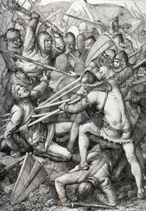 Slaget ved Sempach udkæmpede den 9. juli 1386 mellem Leopold III, hertug af Østrig og det gamle schweiziske forbund, og tegnede en pen tegnet fra "Historische Memorabilian des In-und Auslandes" (historiske minder) af Anton Ziegler af Peter Johann Nepomuck Geiger