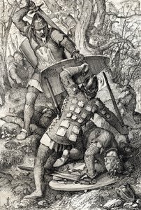 Døden af Ernest II af Schwaben (1010-1030) i en kamp mod eveque af Konstanz, Tyskland (Døden af Ernest II, hertug af Schwaben i Konstanz, Tyskland af Peter Johann Nepomuck Geiger