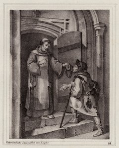 Den fredløse John Parricida søger tilflugt i et kloster i Pisa af Peter Johann Nepomuk Geiger