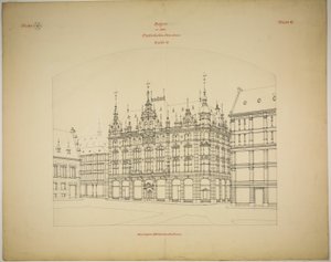 Rathskeller ny bygning, Halle (Saale), Sachsen-Anhalt, Tyskland, Perspektiv (ufærdig)