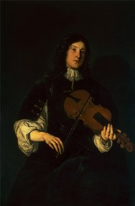 En mand, der spiller på en violin (olie)