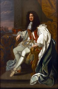 Barok: Portræt af Charles II af England (1630-1685), i klæderne af strømpebåndsordenen par Lely, Sir Peter (1618-1680). Olie på lærred, 213,5x140. Privat samling
