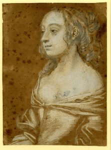 Portræt af en dame












 med halvlangt, opsat hår af Peter Lely