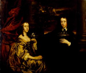 Portræt af en ung herre og hans kone, ca. 1655-58 (olie på lærred) af Peter Lely