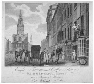 Udenfor Eagle Tavern and Coffee House, Bath & Liverpool Hotel, London, c1800