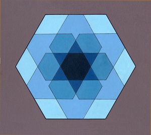 Overlaying Hexagons, 2009 (akryl om bord) af Peter McClure