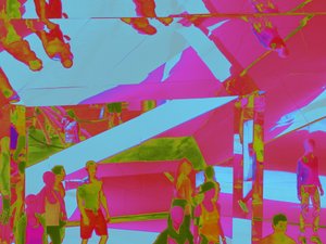 VENICE BEACH PÅ HOVEDET, 2014 (DIGITALT BILLEDE) af Peter McClure