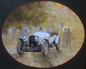 3 liter Bentley på Kelmarsh (olie på lærred) af Peter Miller