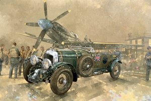 Bentley og Spitfire (olie på lærred)