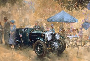 Havefest med Bentley (olie på lærred) af Peter Miller