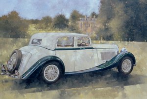 The Green and White Bentley at Althorp (olie på lærred)