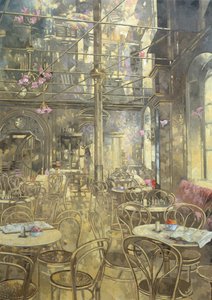 The Vienna Cafe, Oxford Street (olie på lærred) af Peter Miller