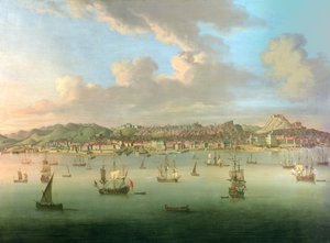 Den britiske flåde sejler ind i Lissabons havn, 1735