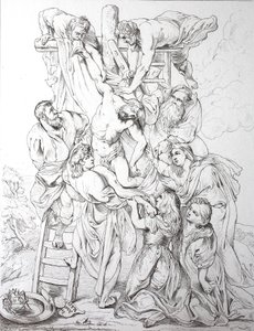Jesus Kristus, nedstigning fra korset (print) af Peter Paul (after) Rubens