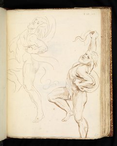 To studier af Laocoon, den ene med slangerne omdannet til draperi (grafit, pen og brunt blæk på lagt papir) af Peter Paul (after) Rubens