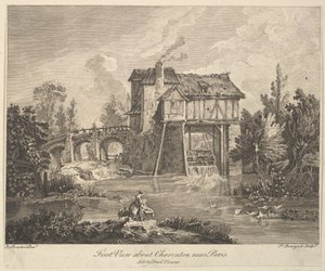Første udsigt over Clarenton nær Paris, midten til slutningen af det 18. århundrede. af Peter Paul Benazech