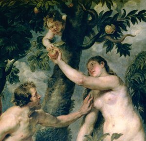 Adam og Eva (kopieret fra maleriet af Titian) (detalje af 51710) af Peter Paul Rubens