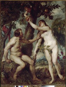 Adam og Eva i det jordiske paradis (olie på lærred af Peter Paul Rubens
