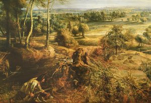Et efterårslandskab med udsigt over Het Steen i den tidlige morgen, ca. 1636 olie på paneldetalje af 211075