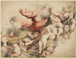Gud Fader støttet af engle, efter Pordenone, 1600-03 af Peter Paul Rubens