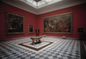 Museets sal, der præsenterer Henri IV i slaget ved Ivry og Henry IV