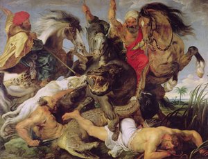 Hippopotamus and Crocodile Hunt, ca. 1615-16 (se 170972 for detaljer) af Peter Paul Rubens
