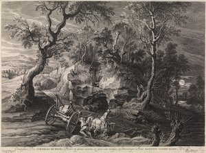 Landskab med en fastklemt vogn (gravering) af Peter Paul Rubens