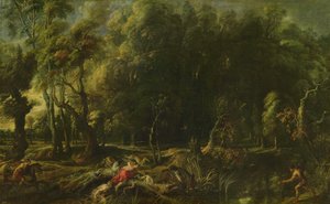 Landskab med jagten på det kalydonske vildsvin, før af Peter Paul Rubens