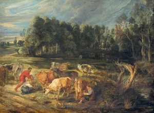 Landskab med en flok køer af Peter Paul Rubens