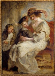 Portræt af Helene Fourment (1614-1673), malerens anden hustru med ægteparrets to børn Maleri af Pierre Paul (Pierre-Paul) Rubens (eller Peter Paul eller Petrus Paulus) (1577-1640) 1634 Søn. 1,15x0,85 m af Peter Paul Rubens