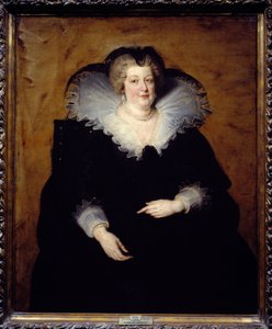 Portræt af Maria De Medici (Marie de Medicis) (1573-1642), dronning af Frankrig, hustru til Henrik IV. Maleri af Pierre Paul (Pierre-Paul) Rubens (eller Peter Paul eller Petrus Paulus) (1577-1640). 1622 søn. 1,3x1,08 m Madrid, Musee du Prado af Peter Paul Rubens
