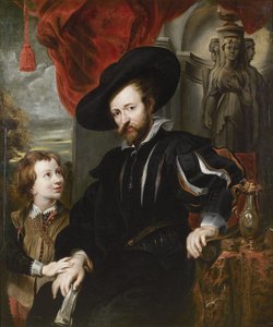 Portræt af Peter Paul Rubens med sin søn Albert, midten af det 17. århundrede. af Peter Paul, Rubens