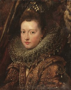 Portræt af prinsesse Margherita Gonzaga, bustelængde - et fragment (olie på lærred) af Peter Paul Rubens