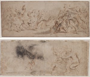 Forsoning mellem romerne og sabinerne (recto) Venus afvæbner Mars, draperistudie (verso) af Peter Paul Rubens