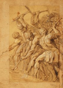Soldater ødelægger en bro, af Peter Paul Rubens