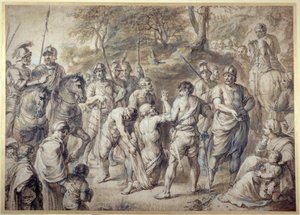 Sankt Andreas ledt til martyrdøden (pen og blæk med vask på papir) af Peter Paul Rubens