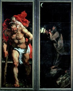 St. Christopher og Eremitten, udvendige skodder af Triptykonen Descent from the Cross, 1611-14 af Peter Paul Rubens