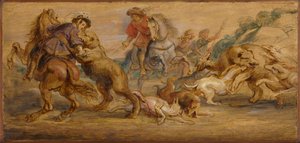 Studie til Bjørnejagten på Alcázar, Madrid, ca. 1639. af Peter Paul Rubens