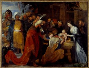 Magiernes tilbedelse Maleri af Pierre Paul (Pierre-Paul) Rubens (eller Peter Paul eller Petrus Paulus) (1577-1640) 1617 Søn. 2,51x3,28 m Lyon, Musee des Beaux Arts af Peter Paul Rubens