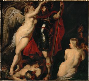 Dydens helt, Mars, kronet af sejrsgudinden (maleri på lærred) af Peter Paul Rubens
